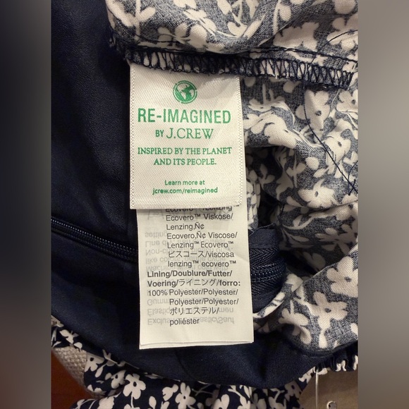 J. Crew NWT Tie-Front Wide-Leg Jumpsuit in Navy White Ditsy Floral Print Size 16 - Picture 8 of 10